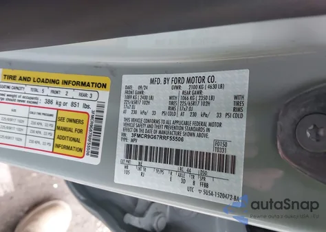 2024 Ford Bronco Sport Heritage z USA, uszkodzony, nr VIN 3FMCR9G67RRF55506